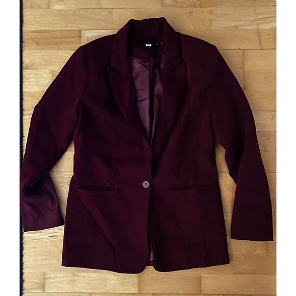 Endless Rose Single Breasted Blazer Jacket Purple Burgundy Button Pockets Small - Picture 3 of 4